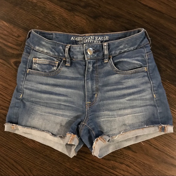american eagle denim shorts hi rise shortie shortie midi